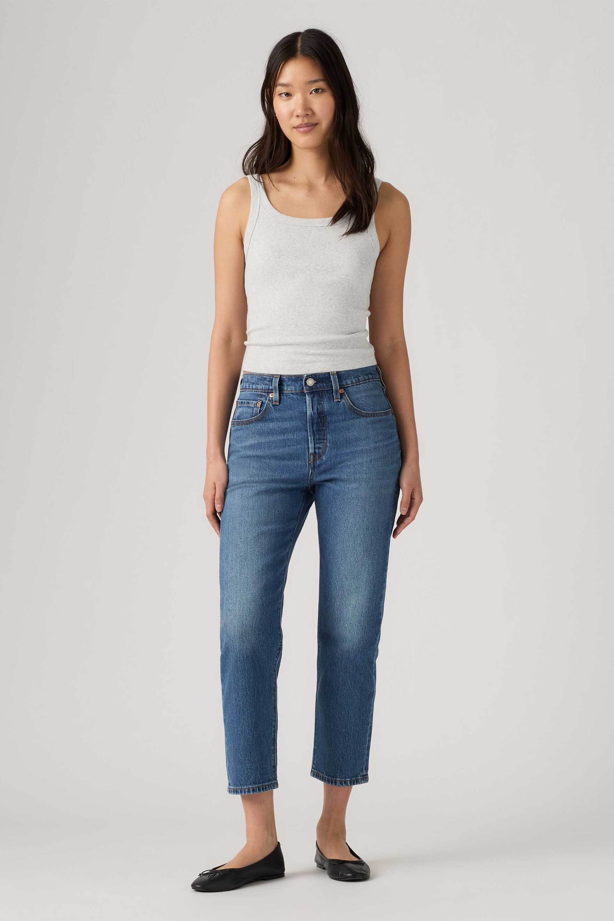 Levi's® γυναικείο ψηλόμεσο τζιν παντελόνι cropped πεντάτσεπο Straight Fit "501® Original"