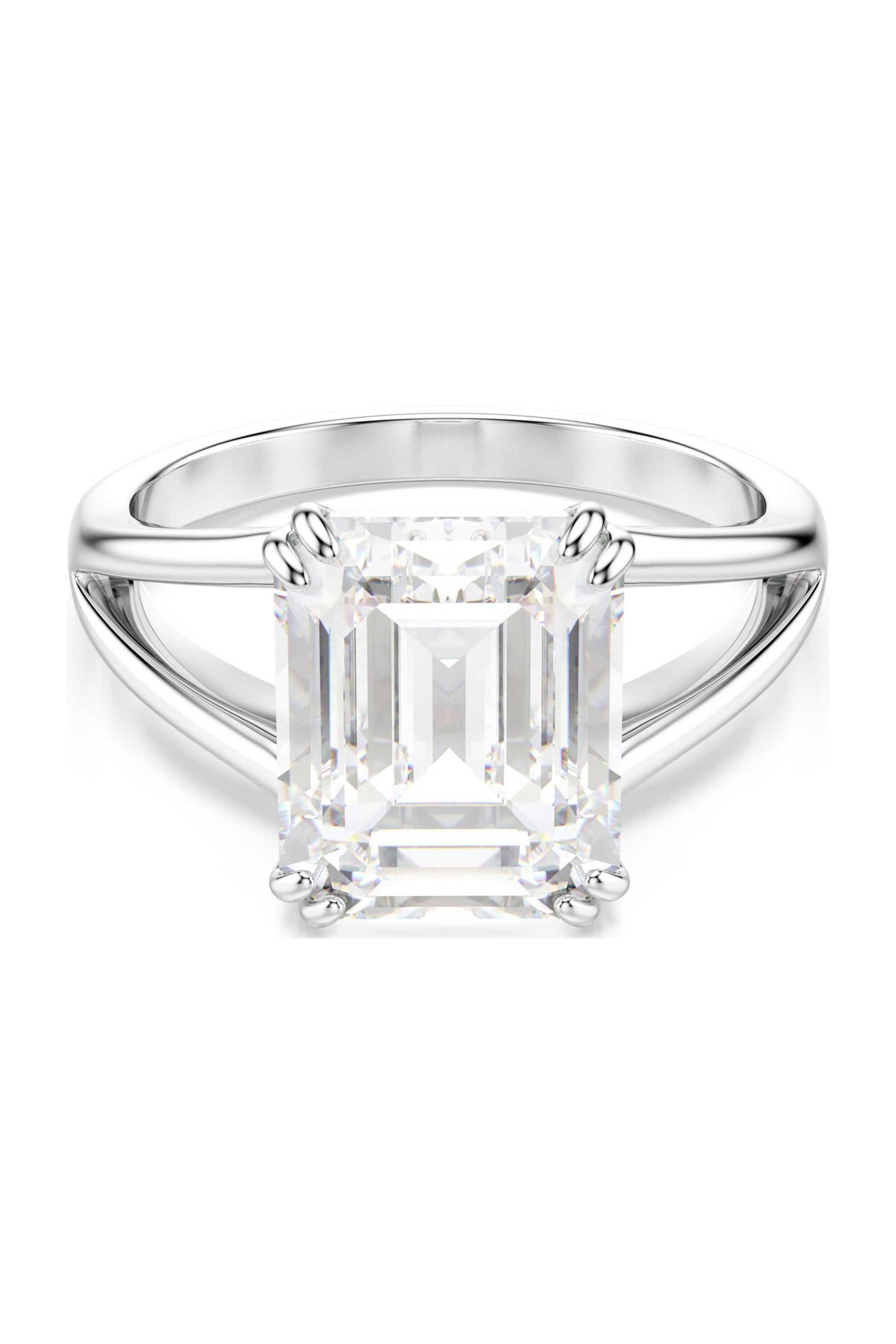 Swarovski γυναικείο δαχτυλίδι οκταγωνική κοπή, λευκό, φινίρισμα σε ασημένιο τόνο "Stilla" (55)