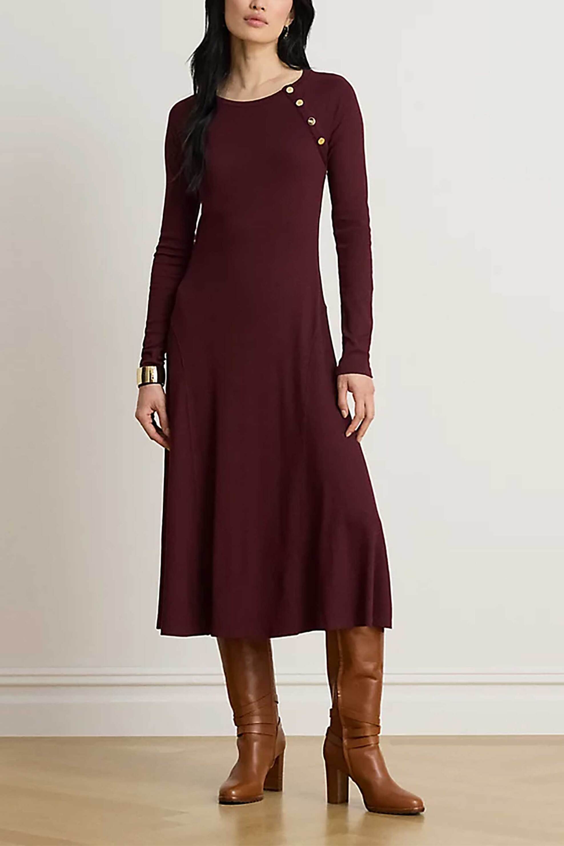 Lauren Ralph Lauren γυναικείο midi φόρεμα με διακοσμητικά κουμπιά