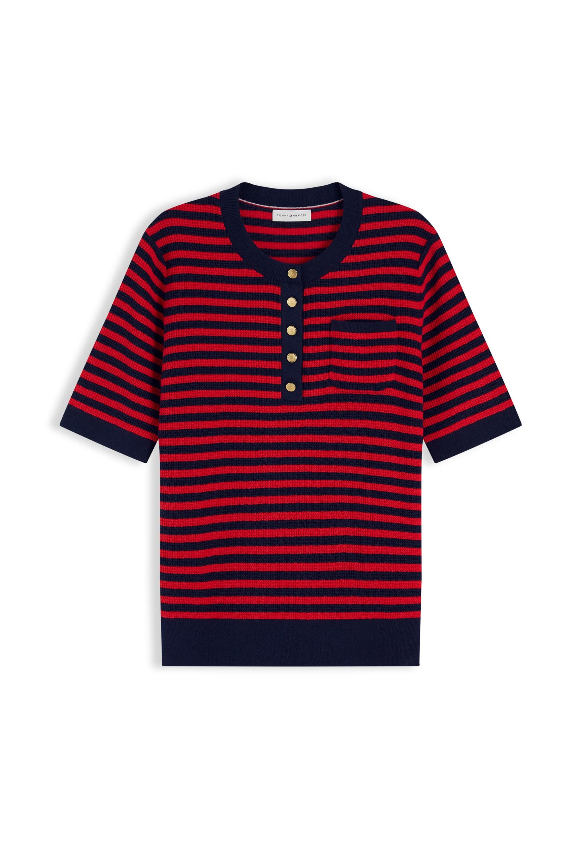 Tommy Hilfiger γυναικεία πλεκτή μπλούζα structured henley με ριγέ σχέδιο Regular Fit