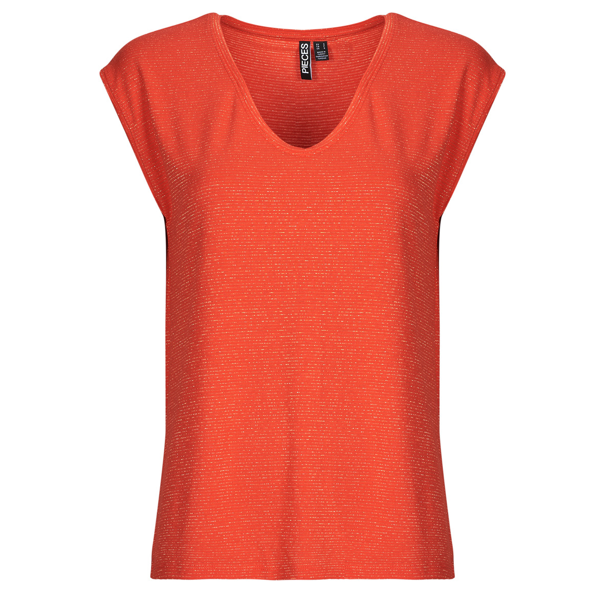 T-shirt με κοντά μανίκια Pieces PCBILLO TEE LUREX STRIPES