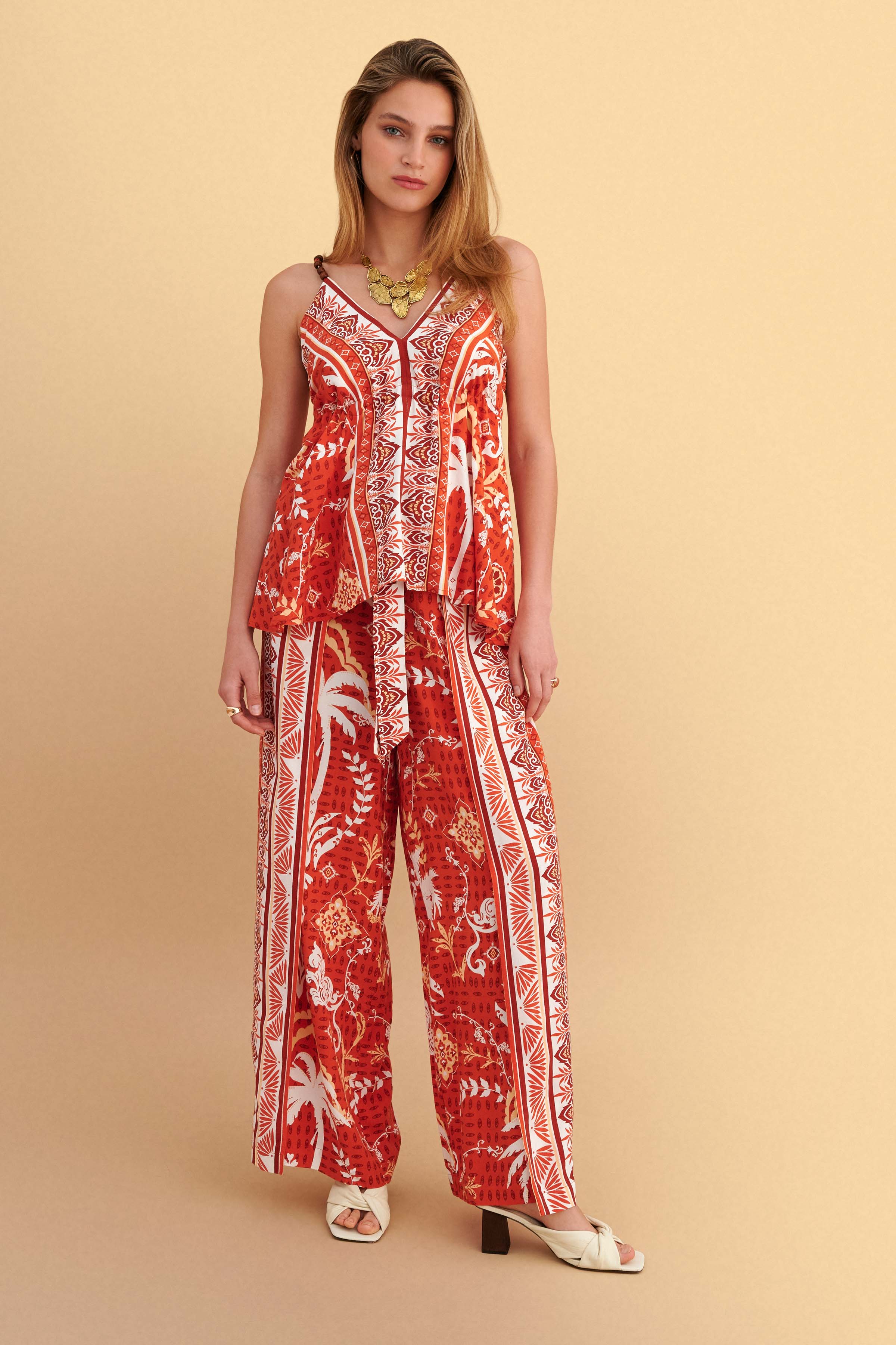 Παντελόνα με ethnic tropical print - Πολύχρωμο