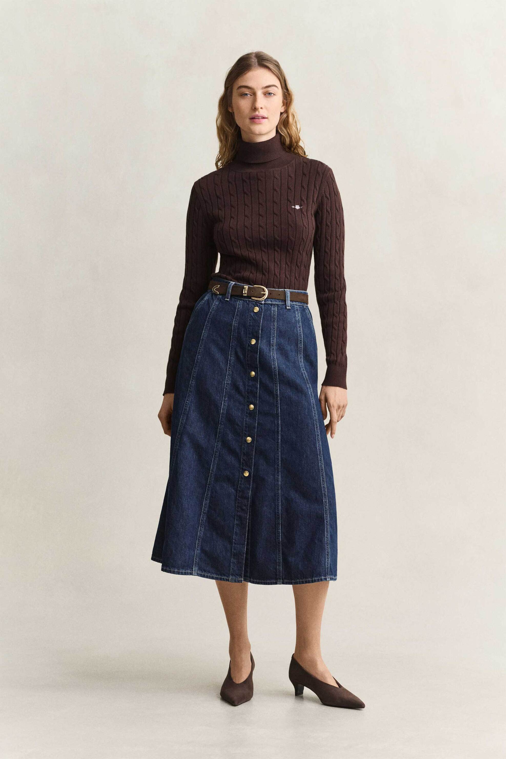 Gant γυναικεία denim midi φούστα Flared Relaxed Fit