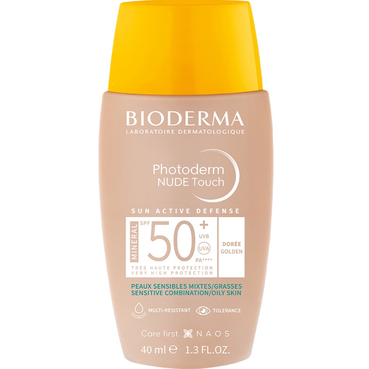 Bioderma Photoderm Nude Touch Mineral Spf50+ Αντηλιακό Προσώπου Πολύ Υψηλής Προστασίας με Χρώμα για Μικτές & Λιπαρές Επιδερμίδες 40ml - Golden