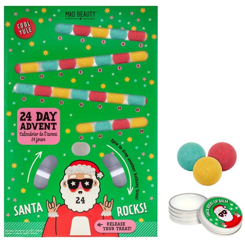 Mad Beauty Promo Cool Yule Bath Fizzer Advent Calendar 24 Τεμάχια & Lip Balm Frosted Berries 12g