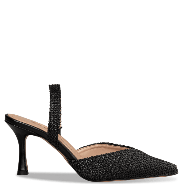 RAFFIA-EFFECT SLINGBACK PUMPS