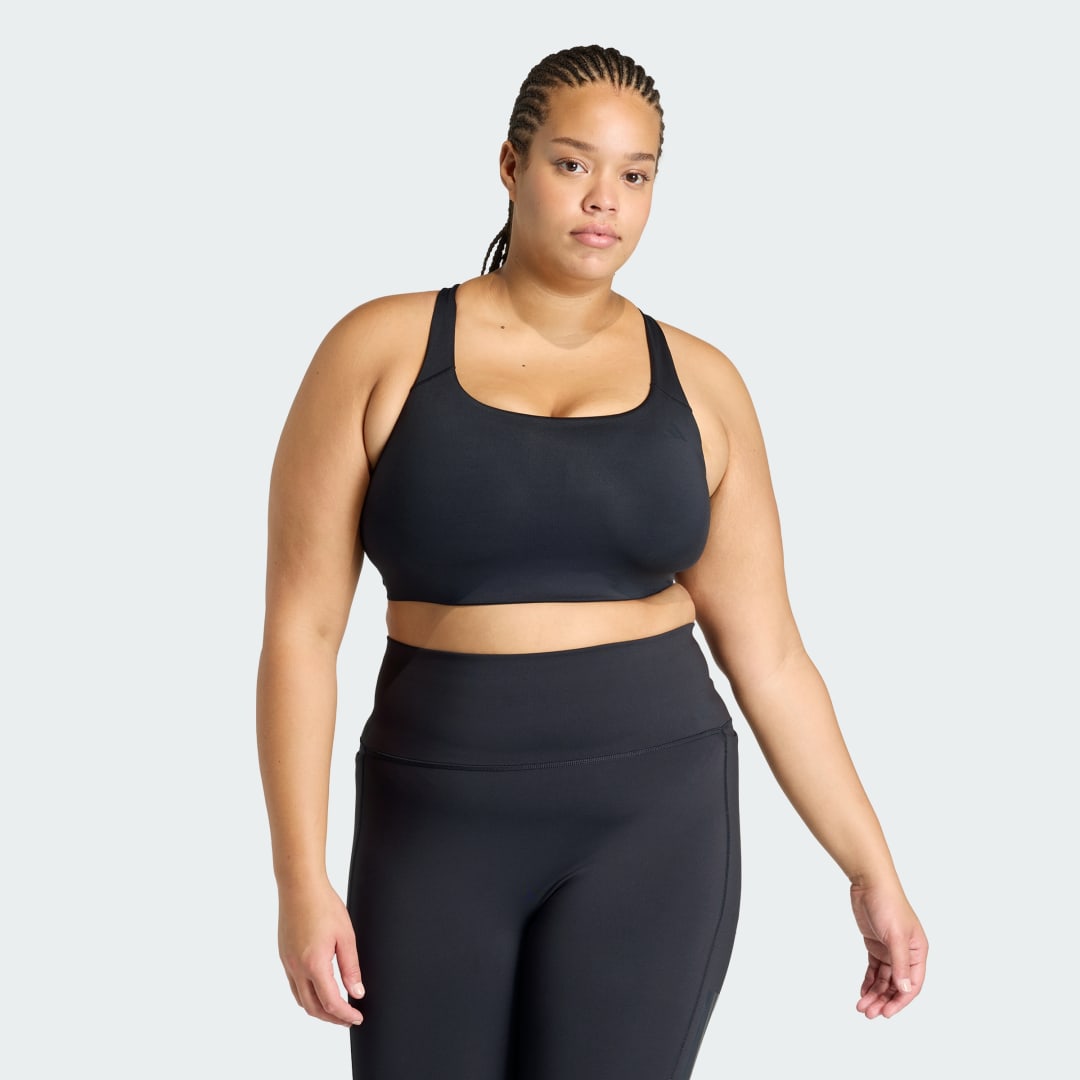 Αθλητικό bra μεσαίας υποστήριξης Optime Workout 3-Stripes (Μέγεθος Plus)