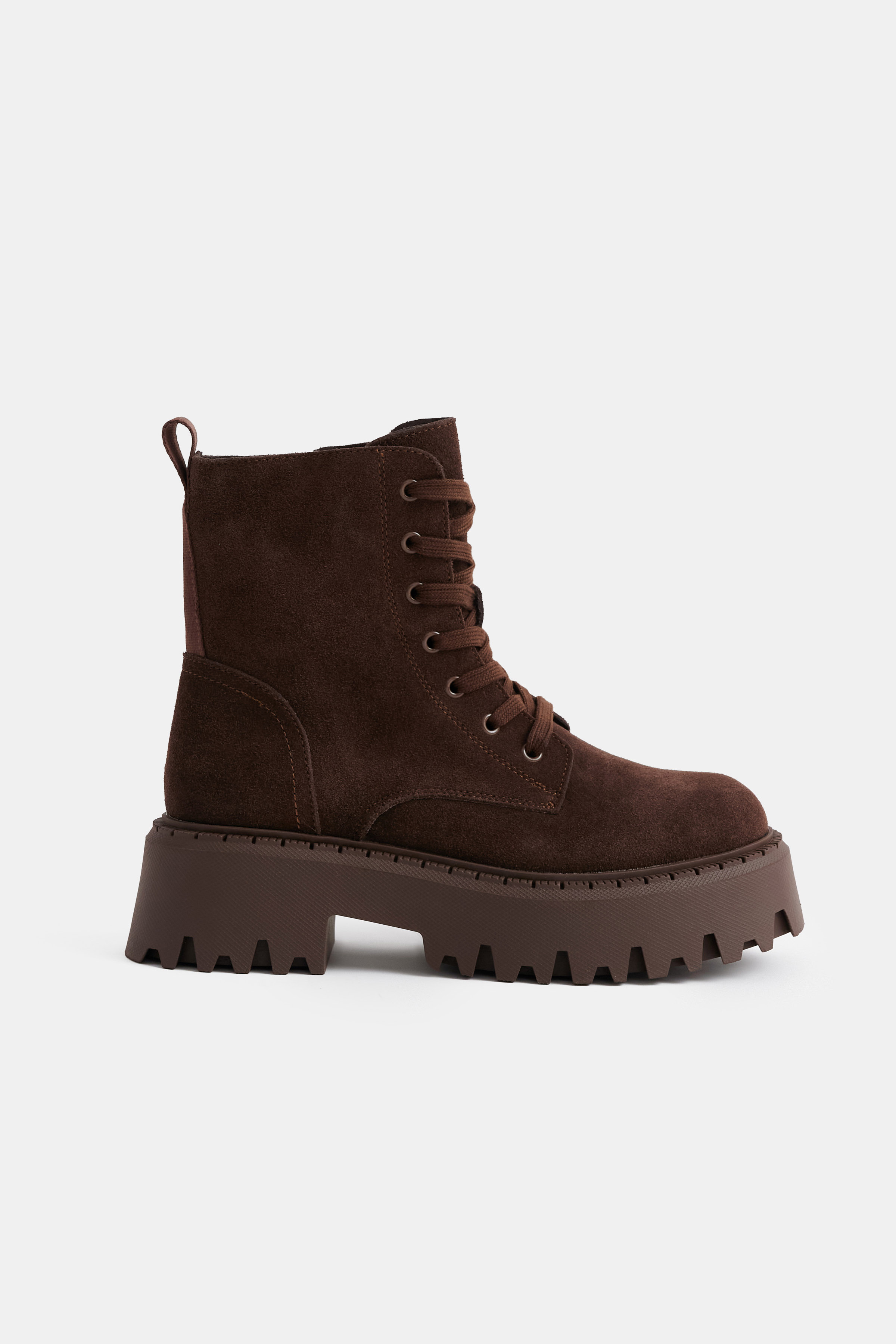 Αρβυλάκι από suede υφή και ψηλή chunky σόλα - Καφέ