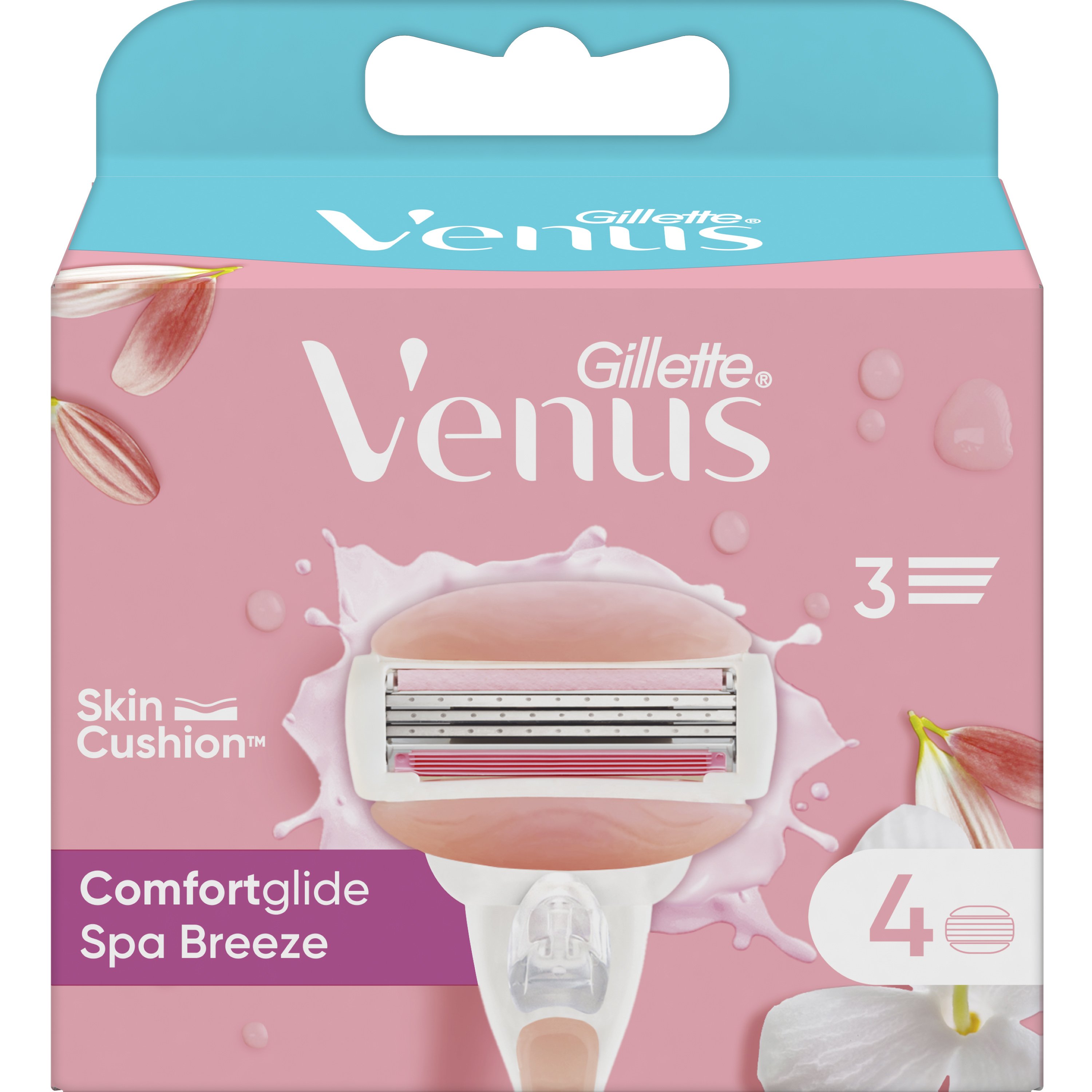 Gillette Venus ComfortGlide Spa Breeze Ανταλλακτικές Κεφαλές Ξυρίσματος με 3 Λεπίδες & 2 Λιπαντικές Μπάρες για Εξαιρετικά Βαθύ Ξύρισμα, 4 Τεμάχια