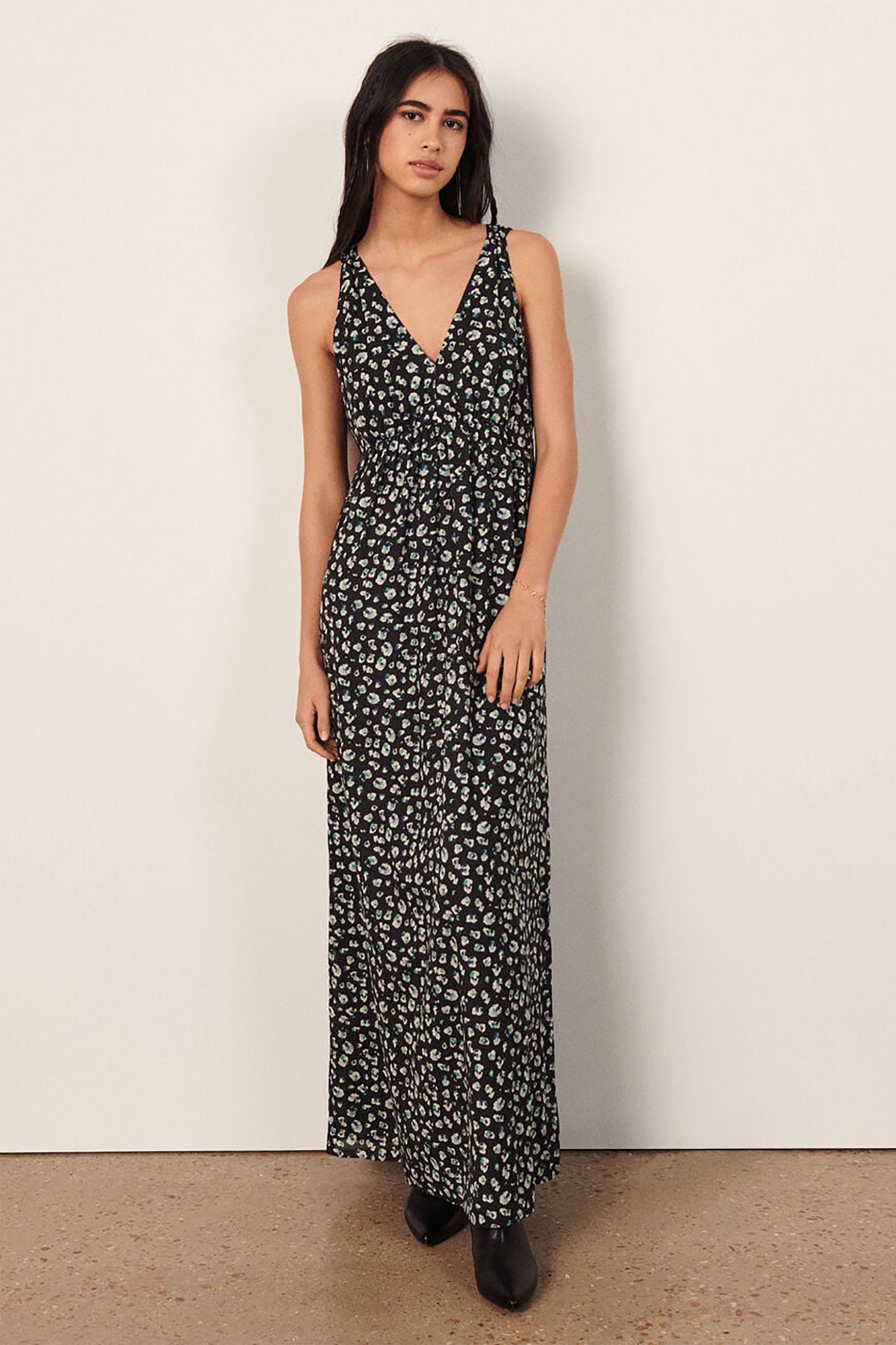 ba&sh γυναικείο maxi φόρεμα αμάνικο με all-over print "Becky"