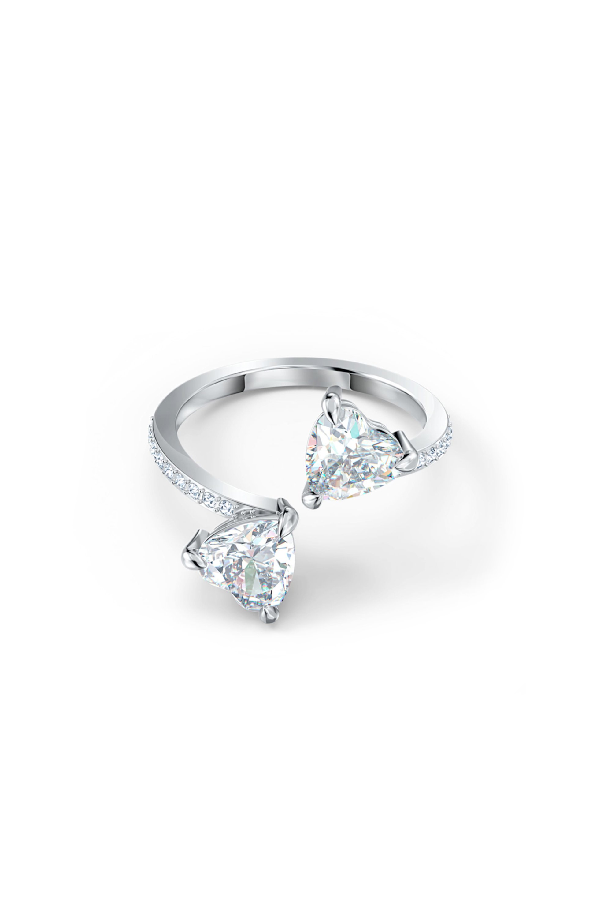 Swarovski Attract Soul Ring Heart, White, Rhodium Plated (55)