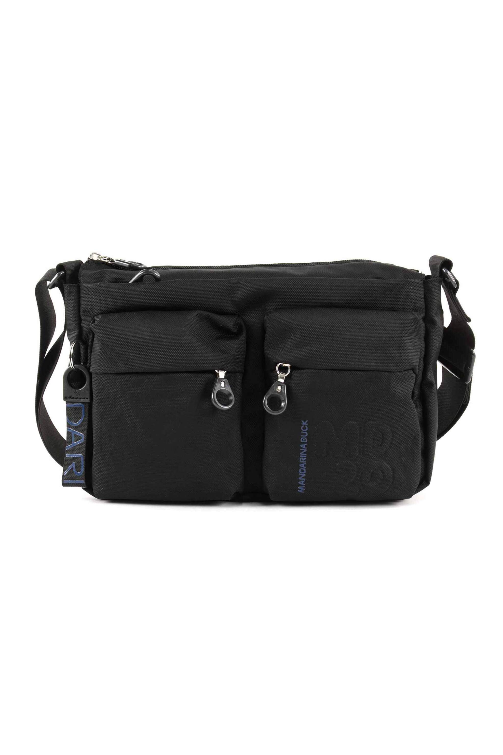 Mandarina Duck γυναικεία τσάντα ώμου με διακοσμητικό μπρελόκ και ανάγλυφο λογότυπο