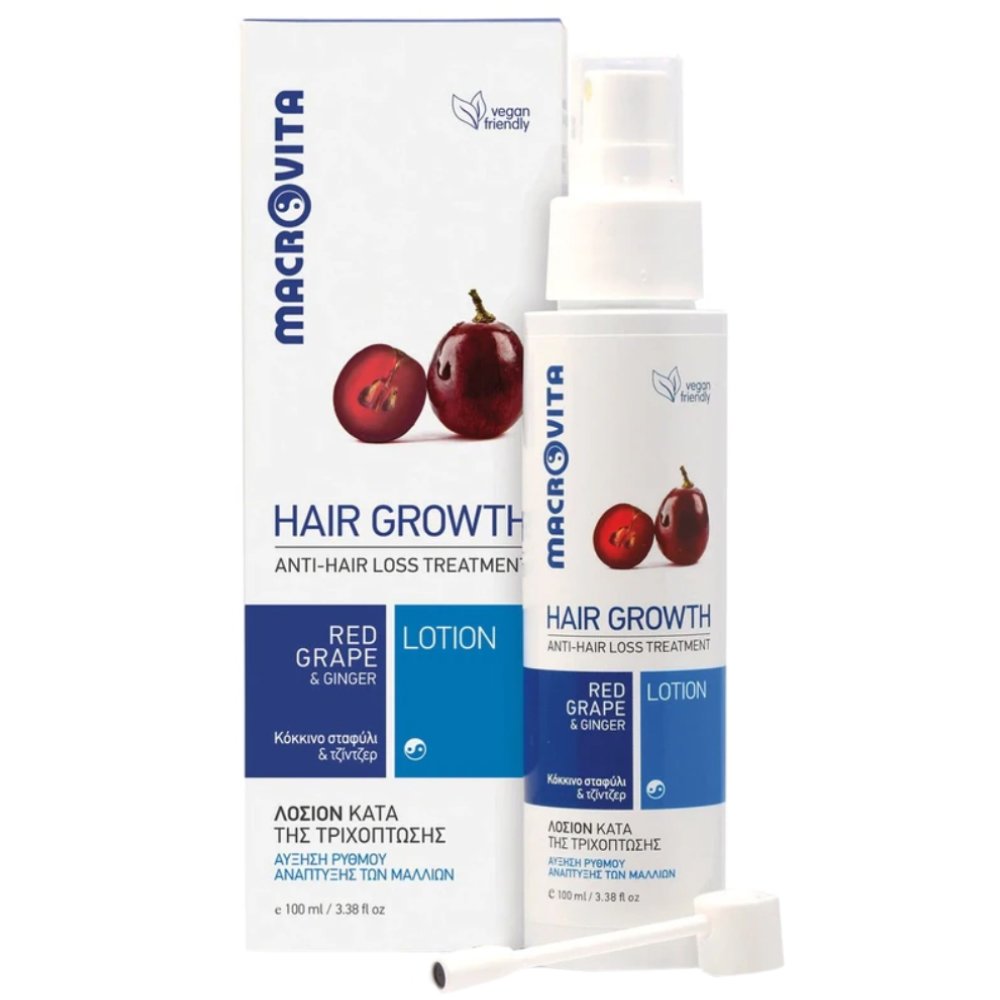 Macrovita Anti-Hair Loss Treatment Hair Growth Ενυδατική Λοσιόν Κατά της Τριχόπτωσης με Κόκκινο Σταφύλι & Τζίντζερ 100ml