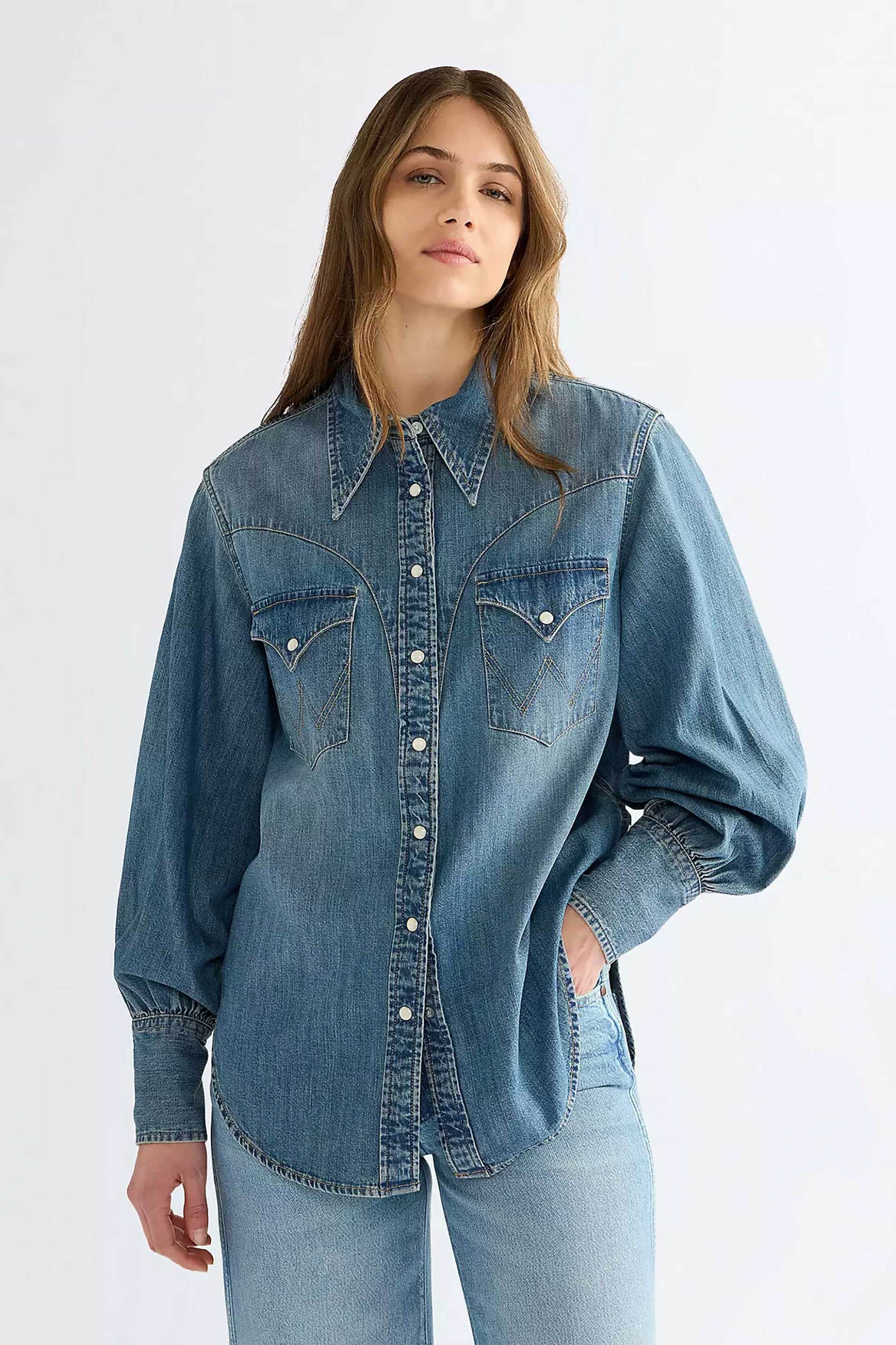 Wrangler® γυναικείο denim πουκάμισο Relaxed Fit "Exaggerated Western"