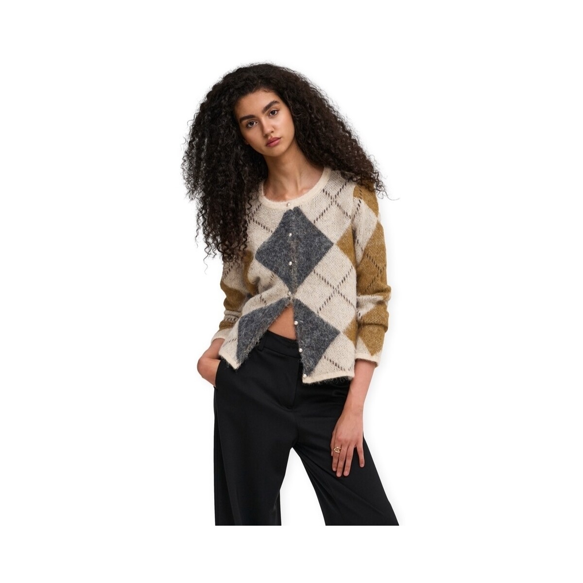 Μπουφάν / Ζακέτες Only Noeme Cardigan - Oatmeal/Argyle/Dgm