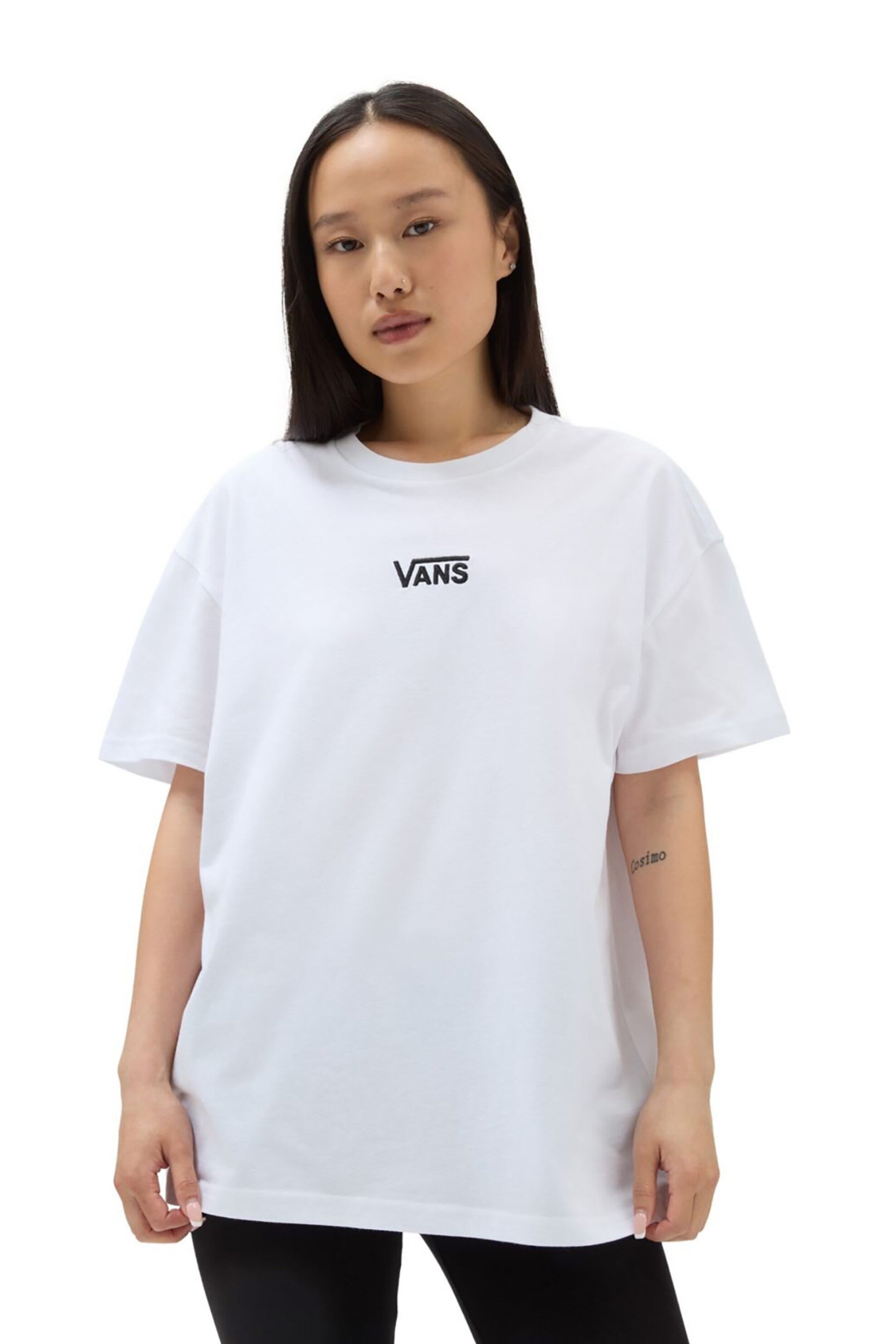 Vans γυναικείο βαμβακερό T-shirt μονόχρωμο με contrast κεντημένο λογότυπο "Flying V" | XS