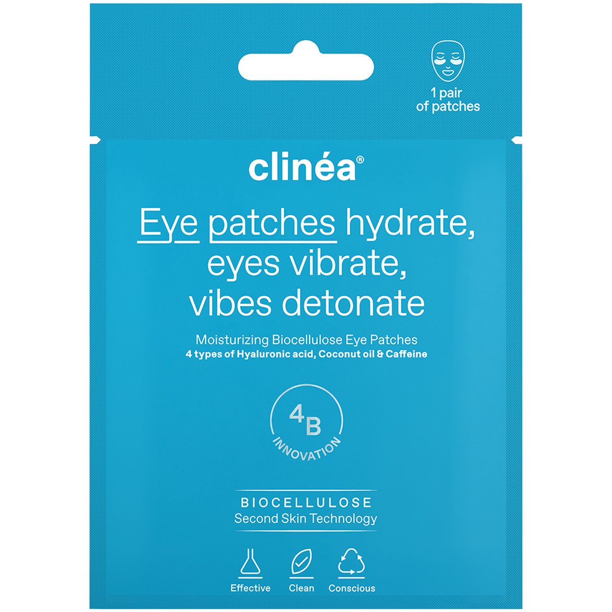 Clinea Moisturizing Biocellulose Eye Patches Ενυδατικά Patches Ματιών από Βιοκυτταρίνη 1 Ζευγάρι