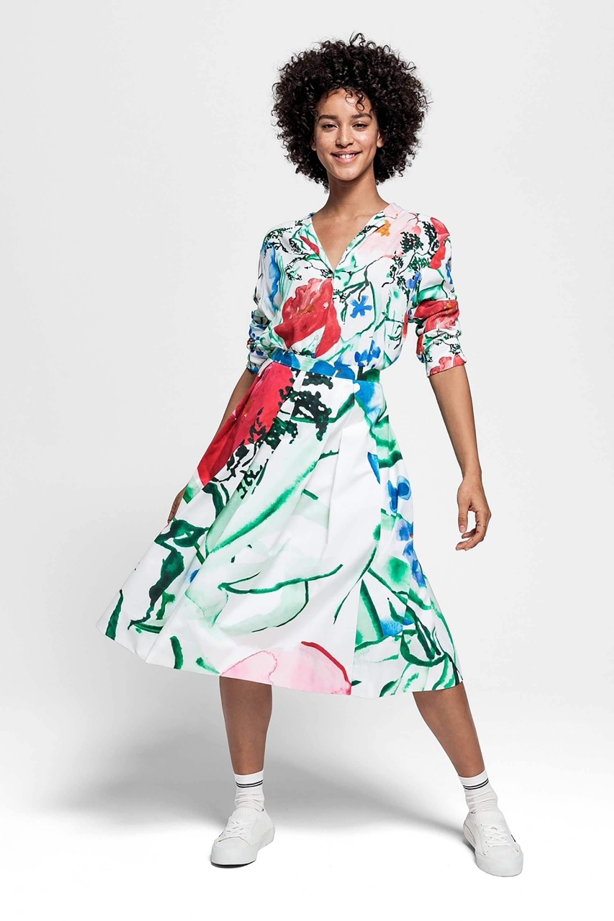 Gant γυναικεία midi φούστα με πιέτες floral