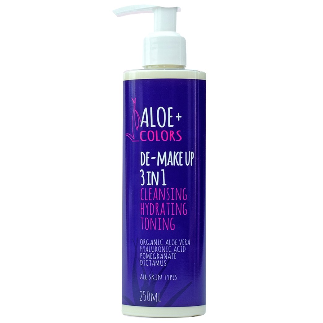 Aloe+ Colors De-Make Up 3in1 Face & Eyes Cleansing Hydrating Toning Λεπτόρρευστο Γαλάκτωμα Προσώπου, Ματιών για Καθαρισμό & Ντεμακιγιάζ, Κατάλληλο για Όλους τους Τύπους Επιδερμίδας 250ml