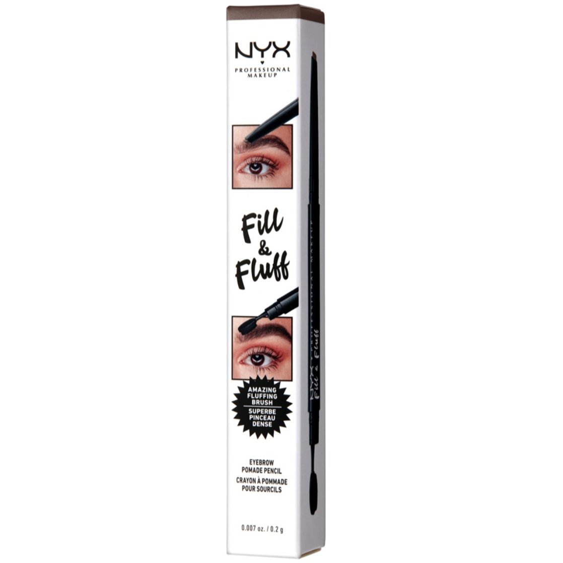 Nyx Professional Makeup Fill & Fluff Eyebrow Pomade Pencil Μολύβι Φρυδιών με Απαλή Μύτη 0.2gr 1 Τεμάχιο - Chocolate