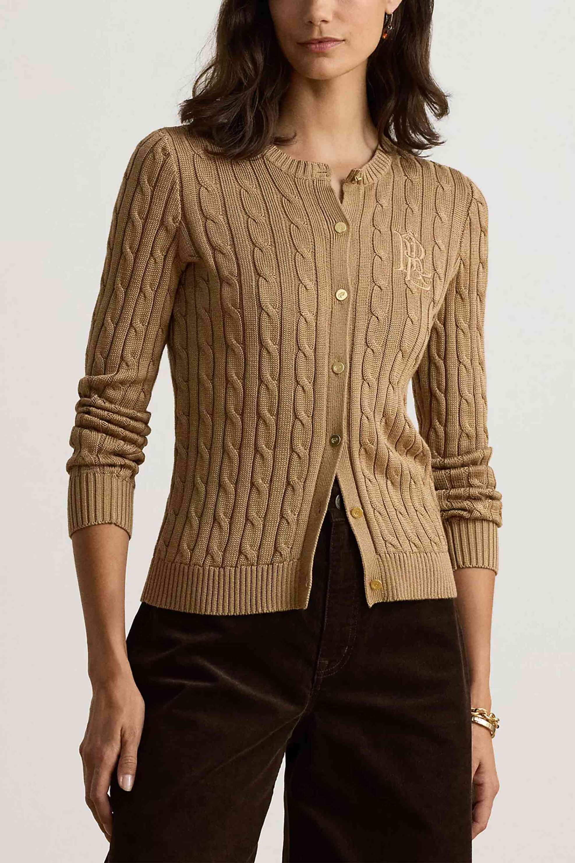 Lauren Ralph Lauren γυναικεία ζακέτα πλεκτή με κεντημένο λογότυπο