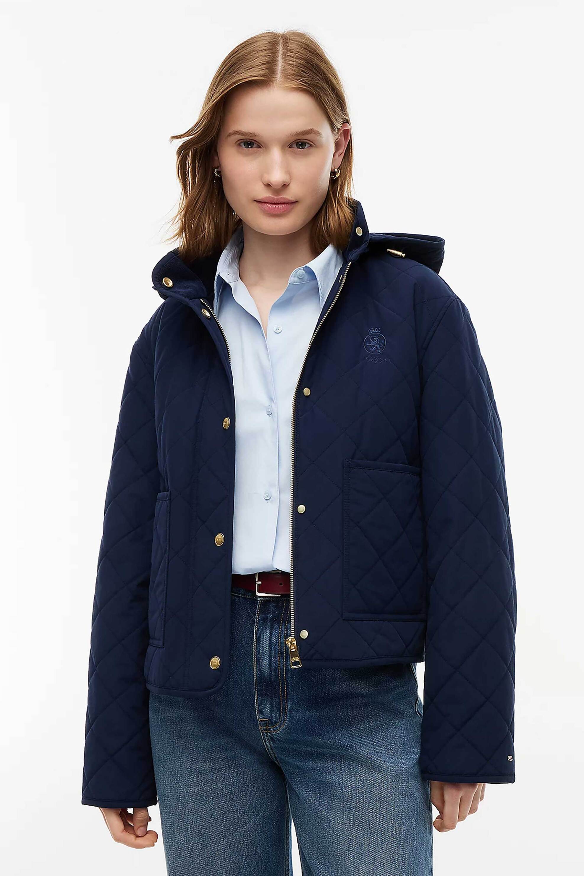 Tommy Hilfiger γυναικείο jacket καπιτονέ με κουκούλα και κεντημένο λογότυπο Regular Fit