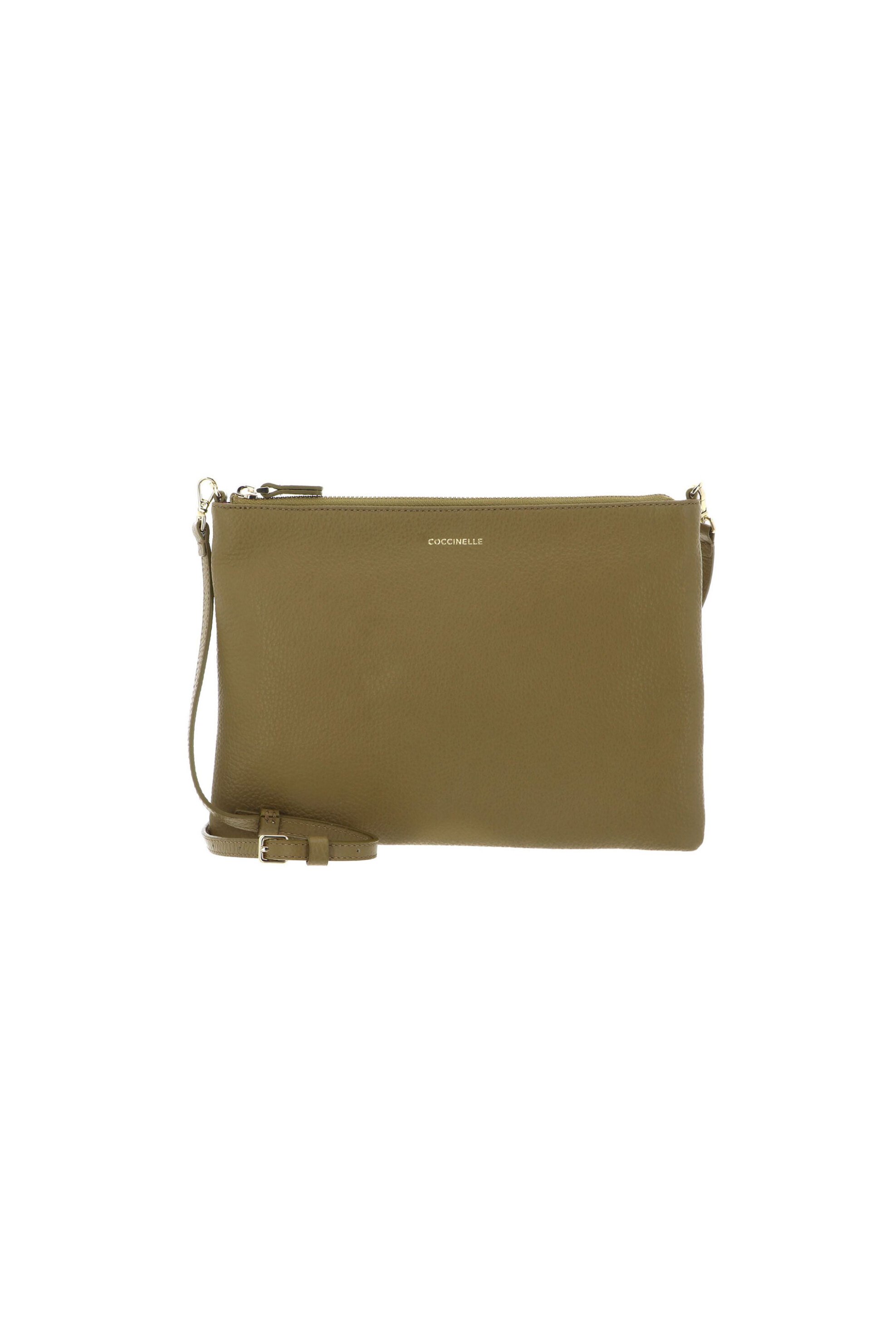 Coccinelle γυναικεία δερμάτινη τσάντα crossbody μονόχρωμη με logo print