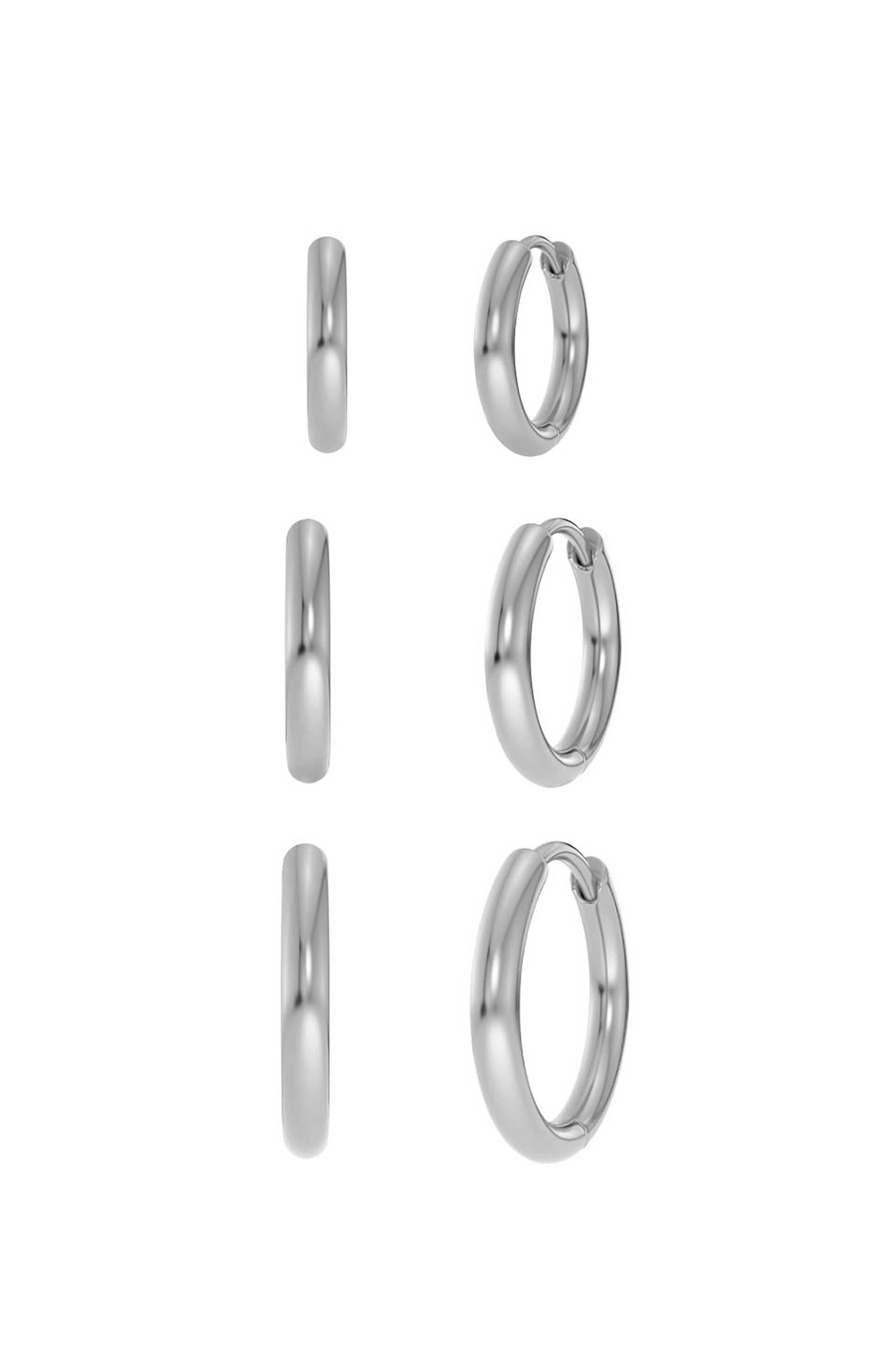 EDBLAD γυναικεία σκουλαρίκια "Hoops Steel" (3 ζευγάρια)