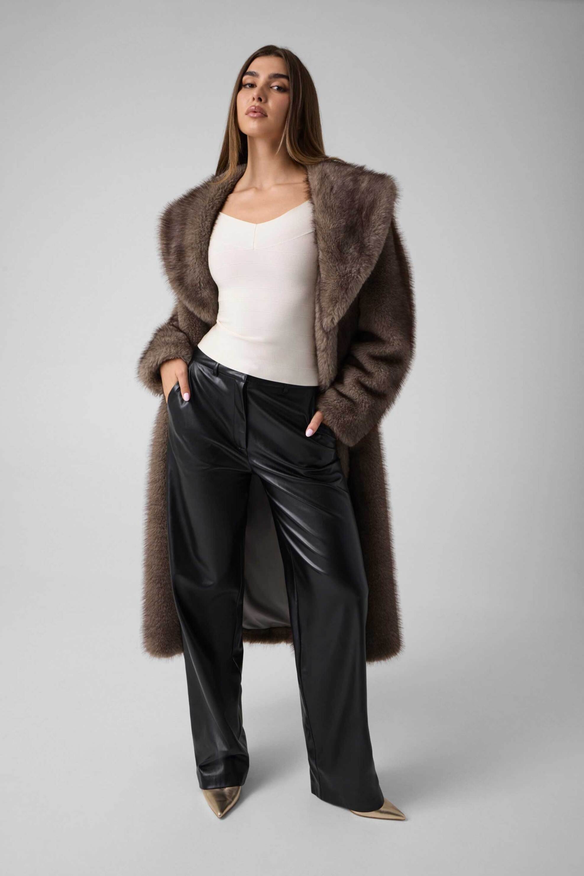 Guess γυναικείο παντελόνι faux leather Wide Leg "Zanita"
