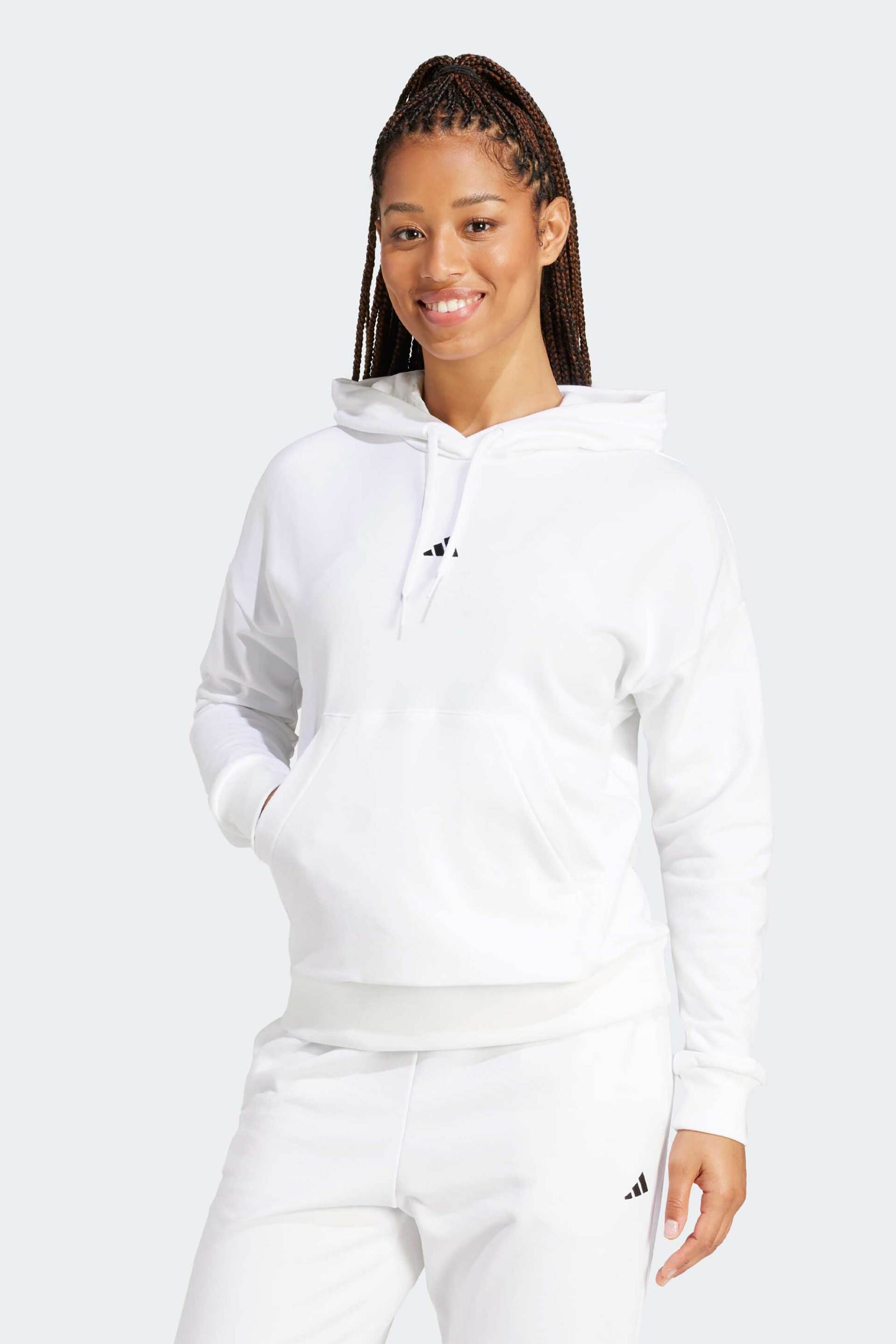 Adidas γυναικεία μπλούζα φούτερ με κουκούλα Regular Fit "Essentials Small Logo French Terry"