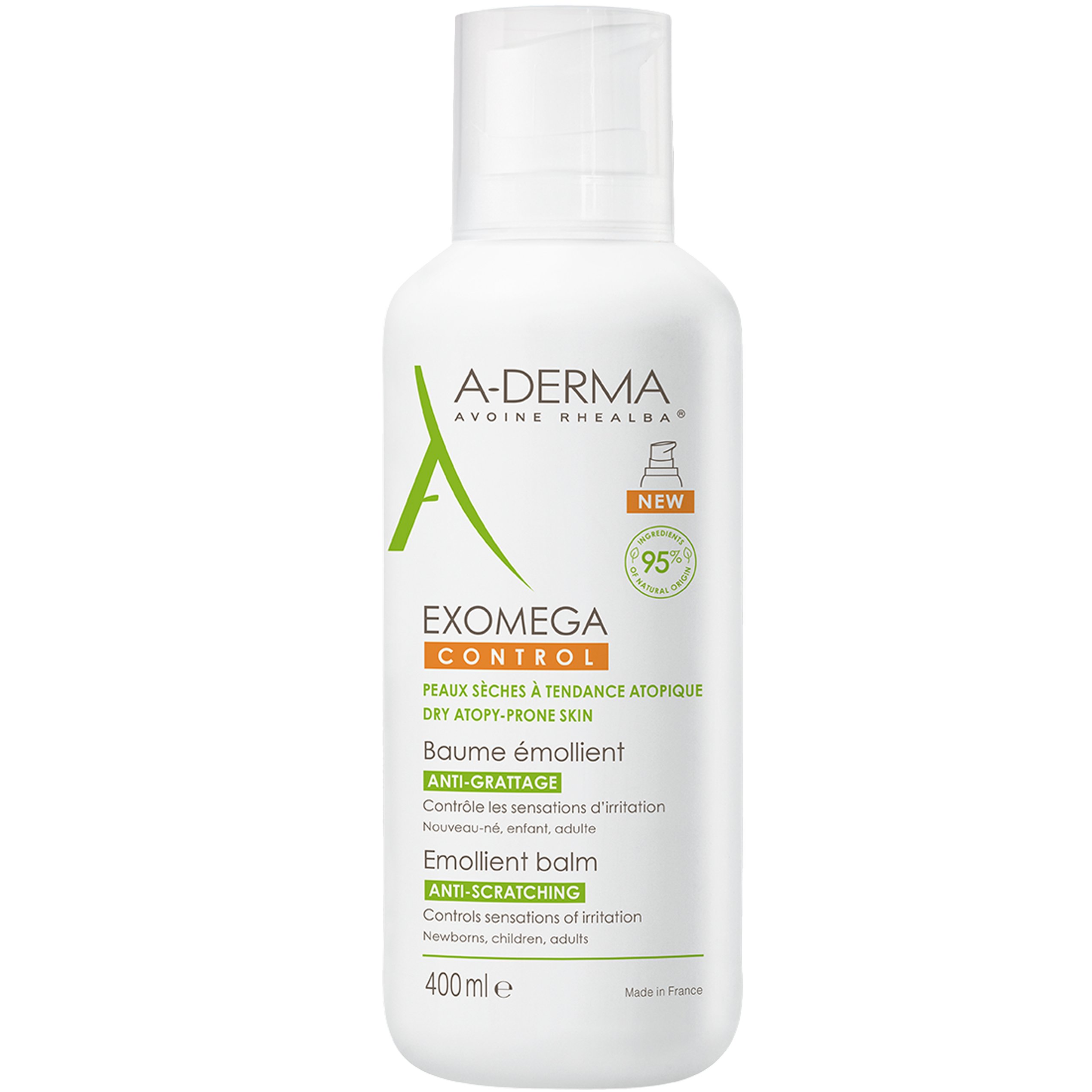 A-Derma Exomega Control Emollient Balm Μαλακτικό, Καταπραϋντικό Βάλσαμο Προσώπου - Σώματος Κατάλληλο για Ατοπικό ή Πολύ Ξηρό Δέρμα 400ml