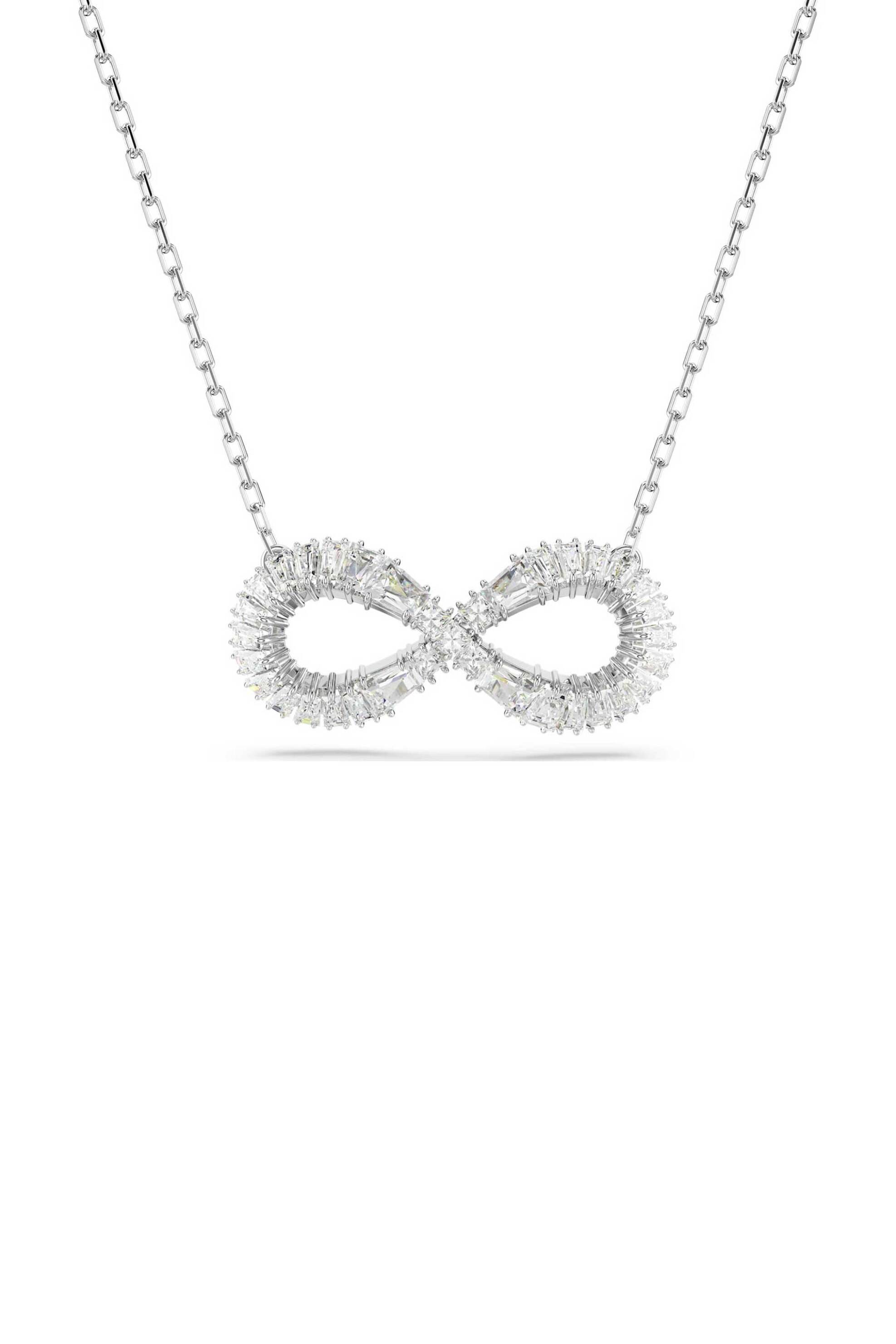 Swarovski γυναικείο μενταγιόν άπειρο, λευκό, επιμετάλλωση ροδίου "Hyperbola"