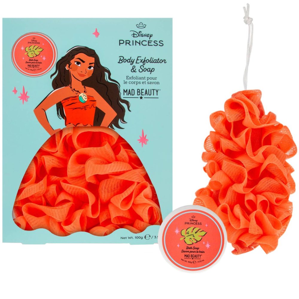 Mad Beauty Promo Disney Princess Body Exfoliator & Ginger Pear Soap Απολεπιστικό Σφουγγάρι Σώματος & Ενυδατικό Σαπούνι Εμπνευσμένο Από την Moana με Άρωμα Τζίντζερ Αχλάδι 100g
