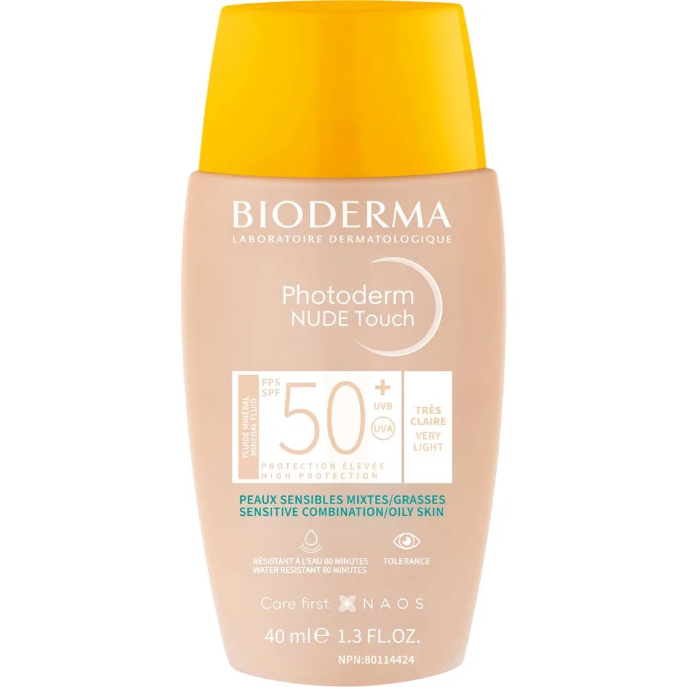 Bioderma Photoderm Nude Touch Mineral Spf50+ Αντηλιακό Προσώπου Πολύ Υψηλής Προστασίας με Χρώμα για Μικτές & Λιπαρές Επιδερμίδες 40ml - Very Light