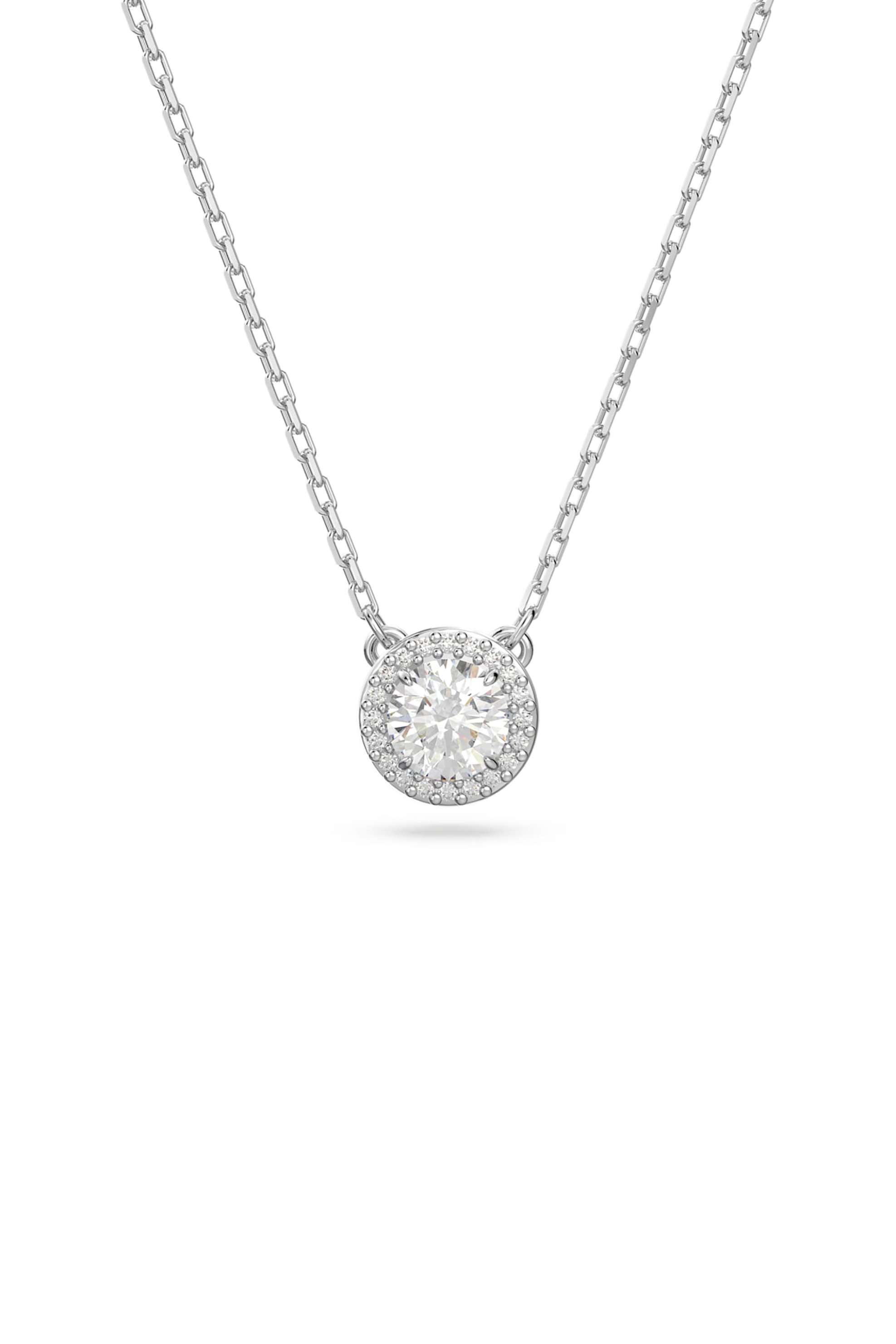 Swarovski γυναικείο μενταγιόν με στρογγυλή κοπή, pavé, λευκό, επιμετάλλωση ροδίου "Constella"
