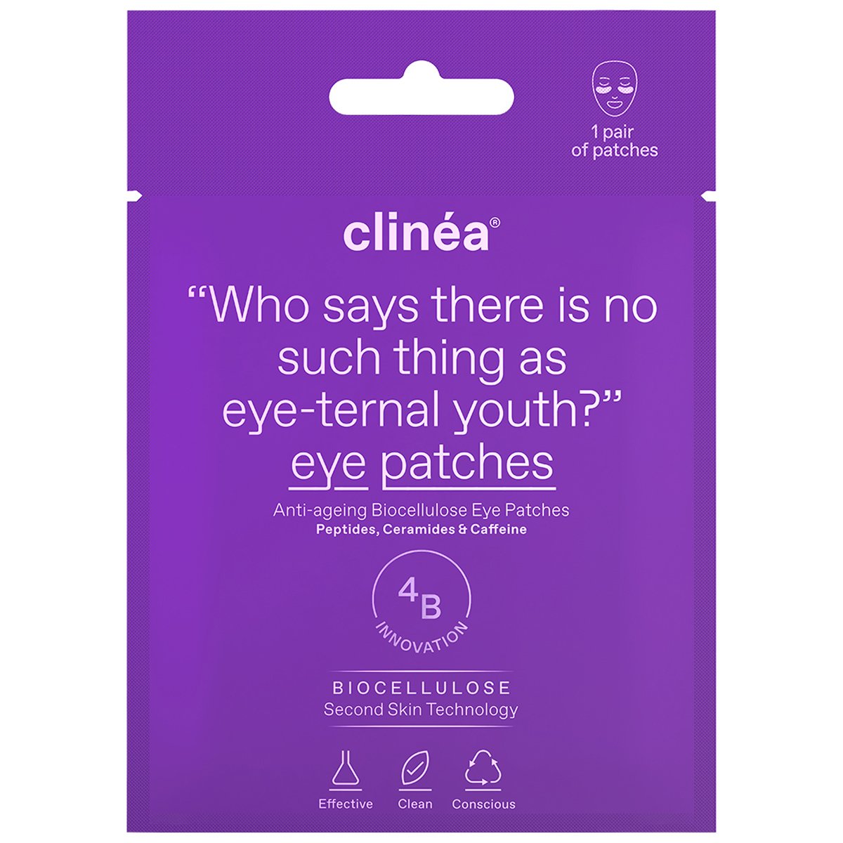Clinea Anti-Ageing Biocellulose Eye Patches Αντιγηραντικά Patches Ματιών με Βιοκυτταρίνη 1 Ζευγάρι