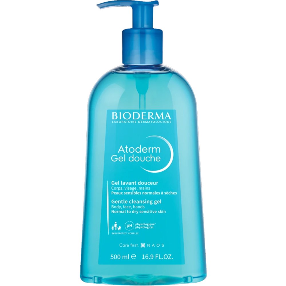 Bioderma Atoderm Gentle Cleansing Gel Απαλό Αφρόλουτρο Προσώπου & Σώματος Χωρίς Σαπούνι για Κανονική, Ξηρή & Ευαίσθητη Επιδερμίδα, με Αντλία 500ml