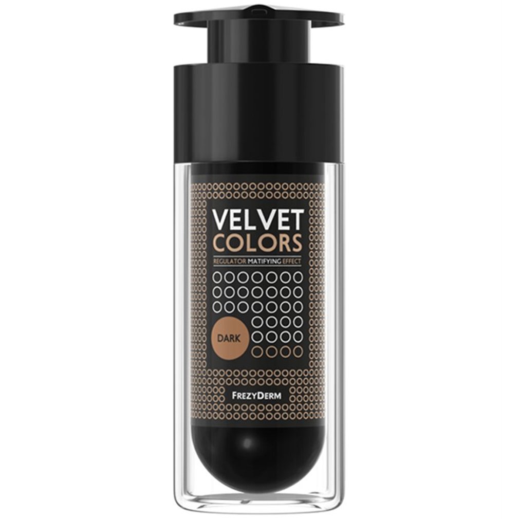 Frezyderm Velvet Colors Regulator Matifying Effect Μέικαπ Ιδανικής Χρωματικής Κάλυψης με Βελούδινη, Ματ Υφή 30ml - Dark
