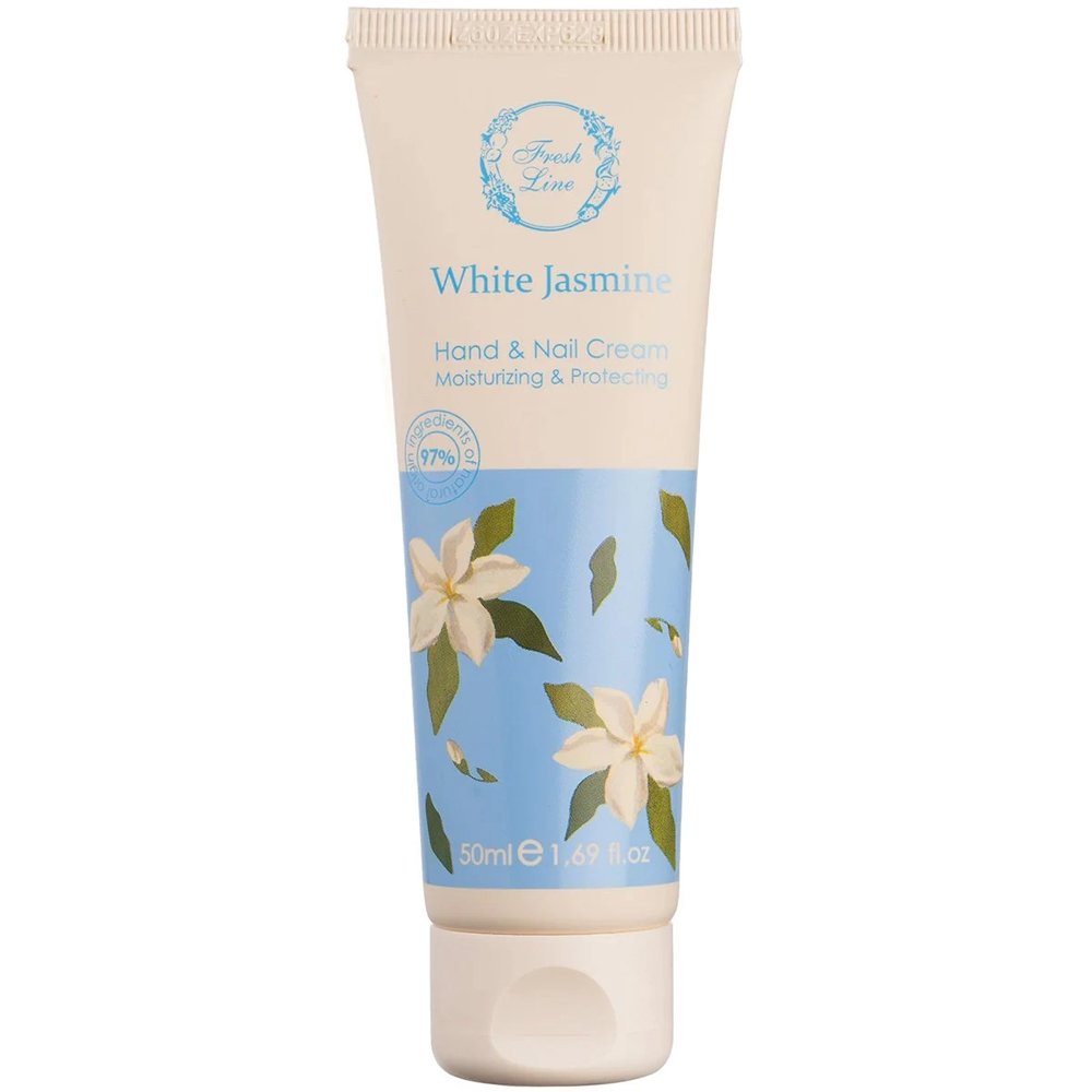 Fresh Line White Jasmine Moisturizing & Protecting Hand & Nail Cream Ενυδατική, Προστατευτική Κρέμα Χεριών & Νυχιών Ελαφριάς Υφής, Φυσικής Σύνθεσης με Γιασεμί 50ml