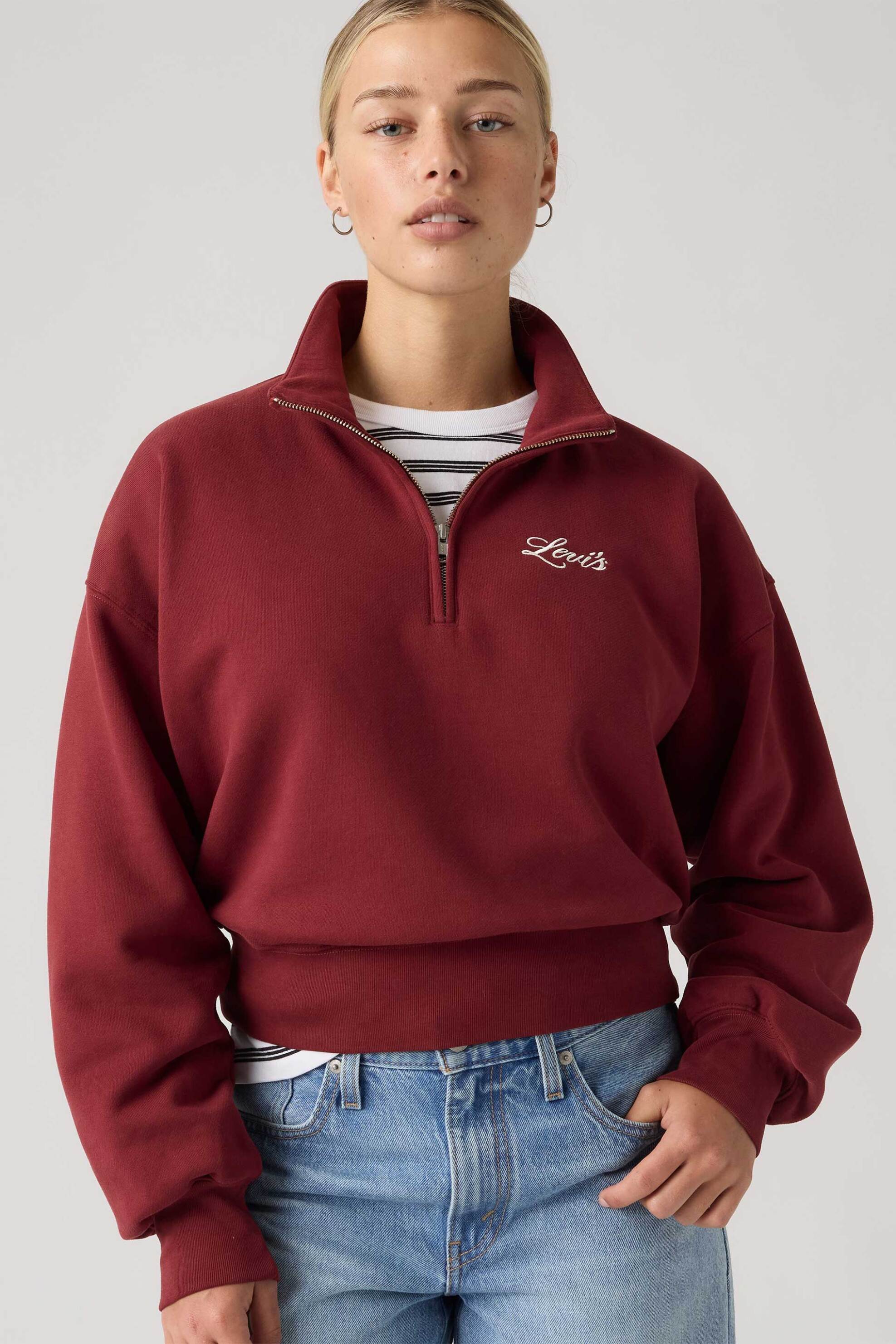 Levi's® γυναικεία μπλούζα φούτερ με 1/2 φερμουάρ και λογότυπο Relaxed Fit "Graphic Vintage '80s"