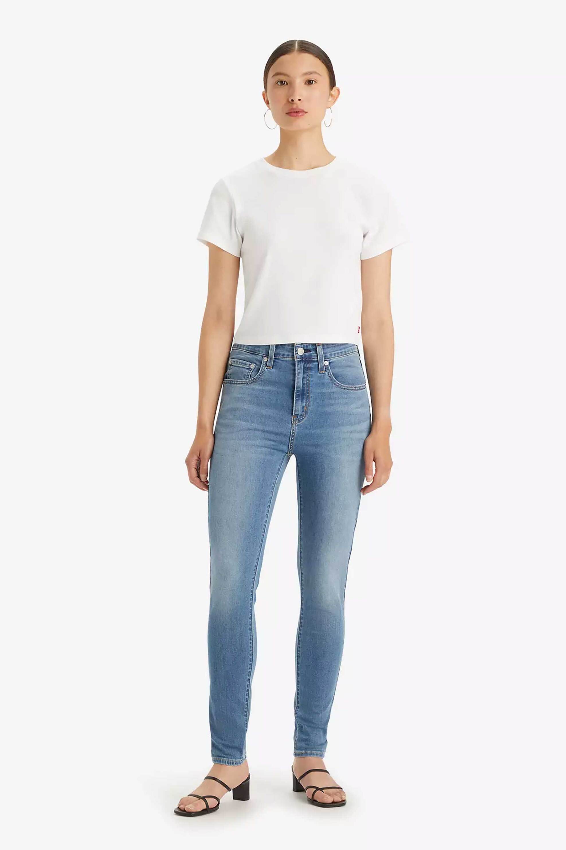 Levi's® γυναικείο τζιν παντελόνι μονόχρωμο πεντάτσεπο ψηλόμεσο με logo patch και label "721™"