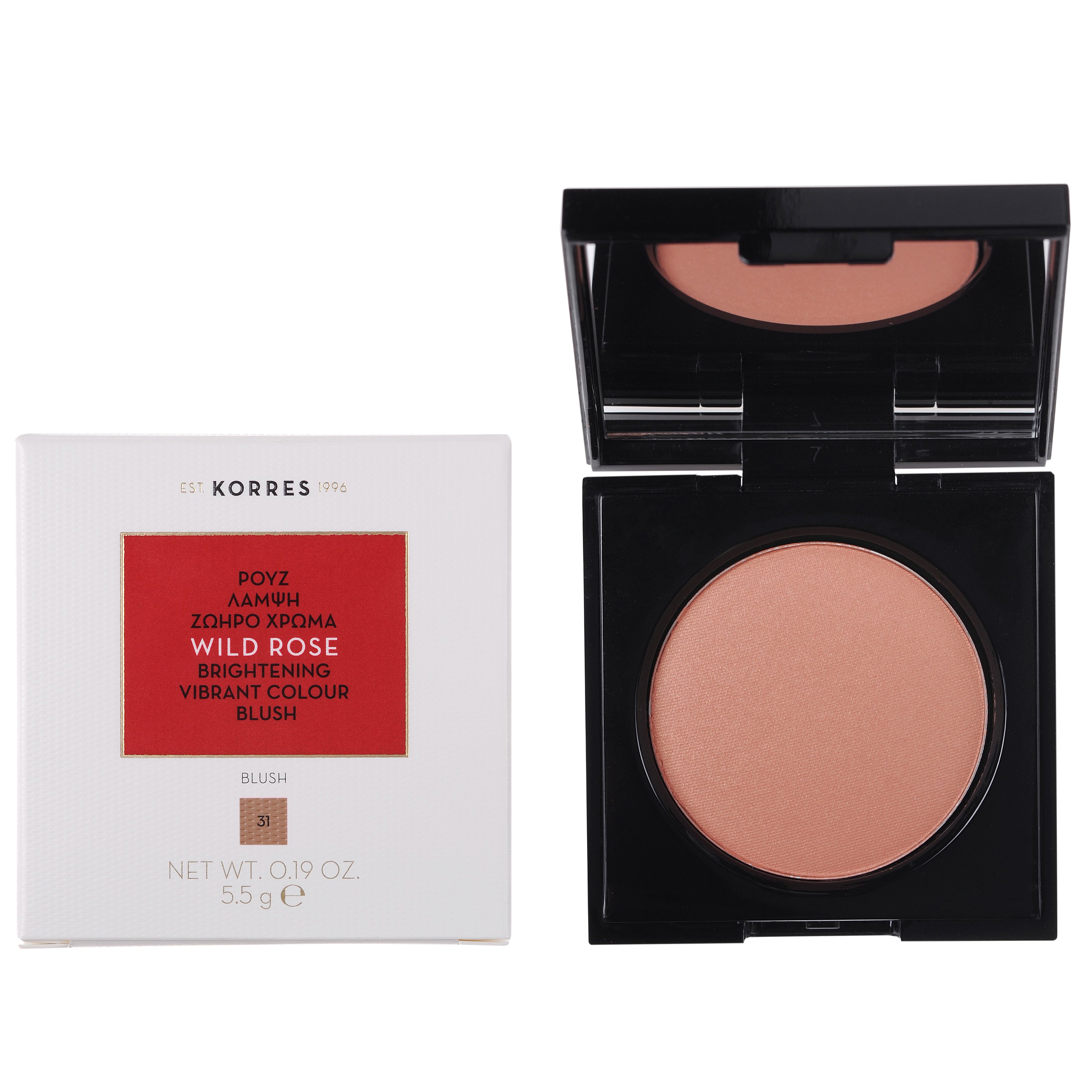Korres Wild Rose Blush Άγριο Τριαντάφυλλο Ρουζ Μεταξένιας Υφής για Λάμψη & Ζωηρό Χρώμα 5.5g