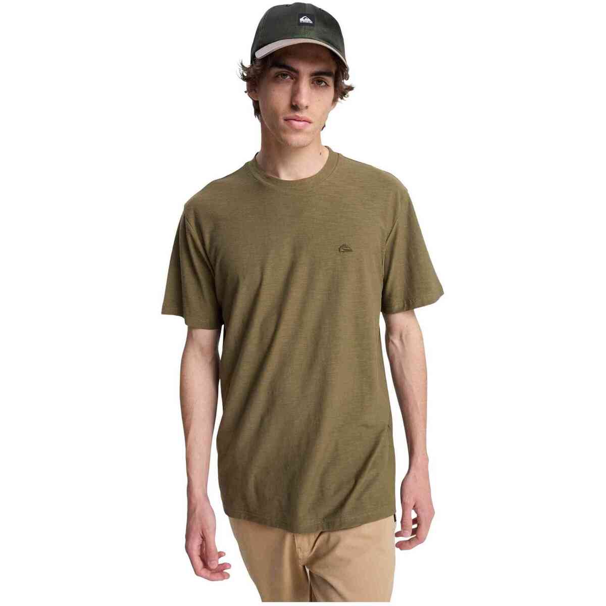 T-shirt με κοντά μανίκια Quiksilver Camiseta Slub Roundneck manga corta verde caqui