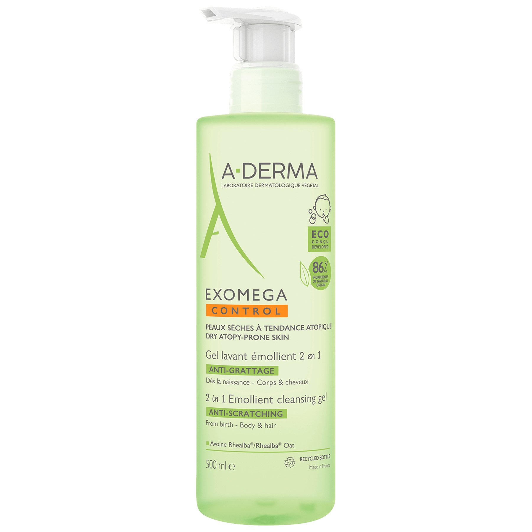 A-Derma Exomega Control 2in1 Anti-Scratching Μαλακτικό Τζελ Καθαρισμού 2 σε 1 κατά του Αισθήματος Κνησμού 500ml