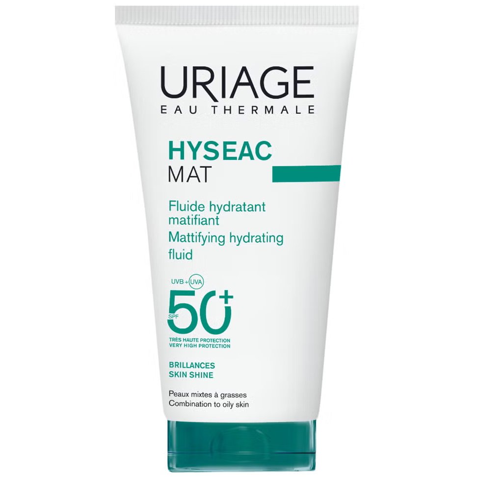 Uriage Eau Thermale Hyseac Mat Spf50+ Mattifying Hydrating Fluid Ενυδατική, Αντηλιακή, Λεπτόρρευστη Κρέμα Προσώπου Ματ Υφής Πολύ Υψηλής Προστασίας για Μικτές προς Λιπαρές Επιδερμίδες Κατά της Γυαλάδας 50ml