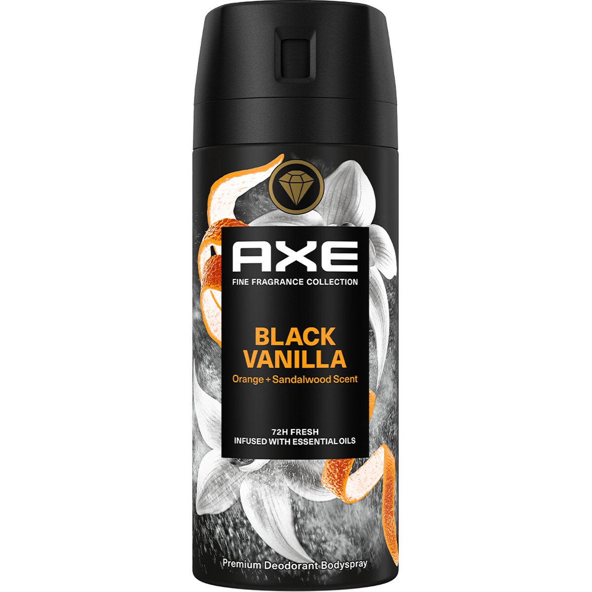 Axe Black Vanilla 72h Anti-Perspirant Spray Ανδρικό Αποσμητικό Spray για 72ωρη Προστασία με Αιθέρια Έλαια & Άρωμα Πορτοκάλι - Σανδαλόξυλο 150ml