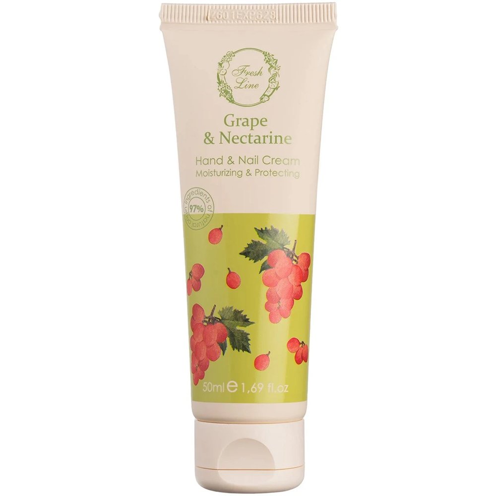 Fresh Line Grape & Nectarine Moisturizing & Protecting Hand & Nail Cream Ενυδατική, Προστατευτική Κρέμα Χεριών & Νυχιών Ελαφριάς Υφής, Φυσικής Σύνθεσης με Σταφύλι & Νεκταρίνι 50ml