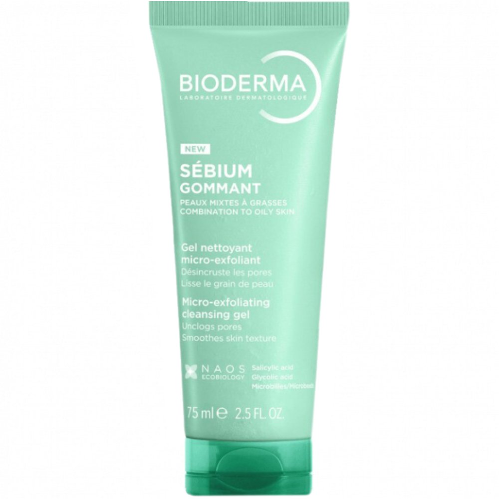Bioderma Sebium Micro-Exfoliating Cleansing Gel Ενυδατικό Τζέλ Καθαρισμού & Απολέπισης για Μικτό Προς Λιπαρό Δέρμα για Λαμπερή Επιδερμίδα 75ml