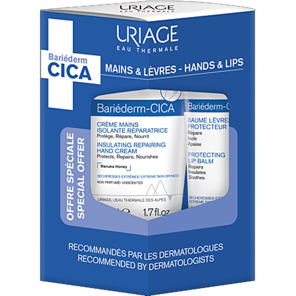 Uriage Promo Bariederm Cica Hand Cream 50ml & Protecting Lip Balm 15ml