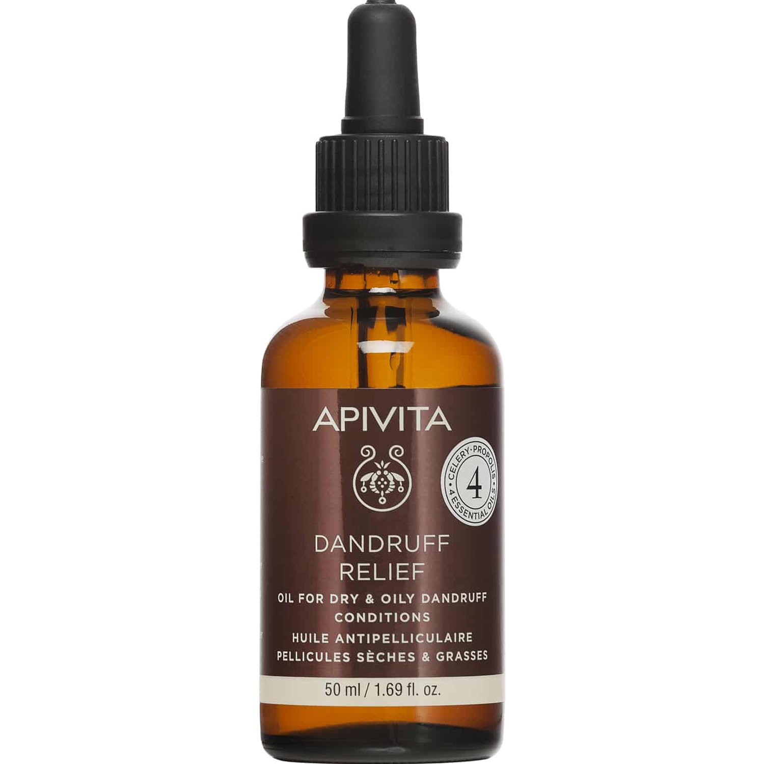 Apivita Dandruff Relief Oil for Dry & Oily Dandruff Conditions Λάδι Κατά της Ξηροδερμίας & της Πυτιρίδας με Σέλερι, Πρόπολη & 4 Αιθέρια Έλαια 50ml